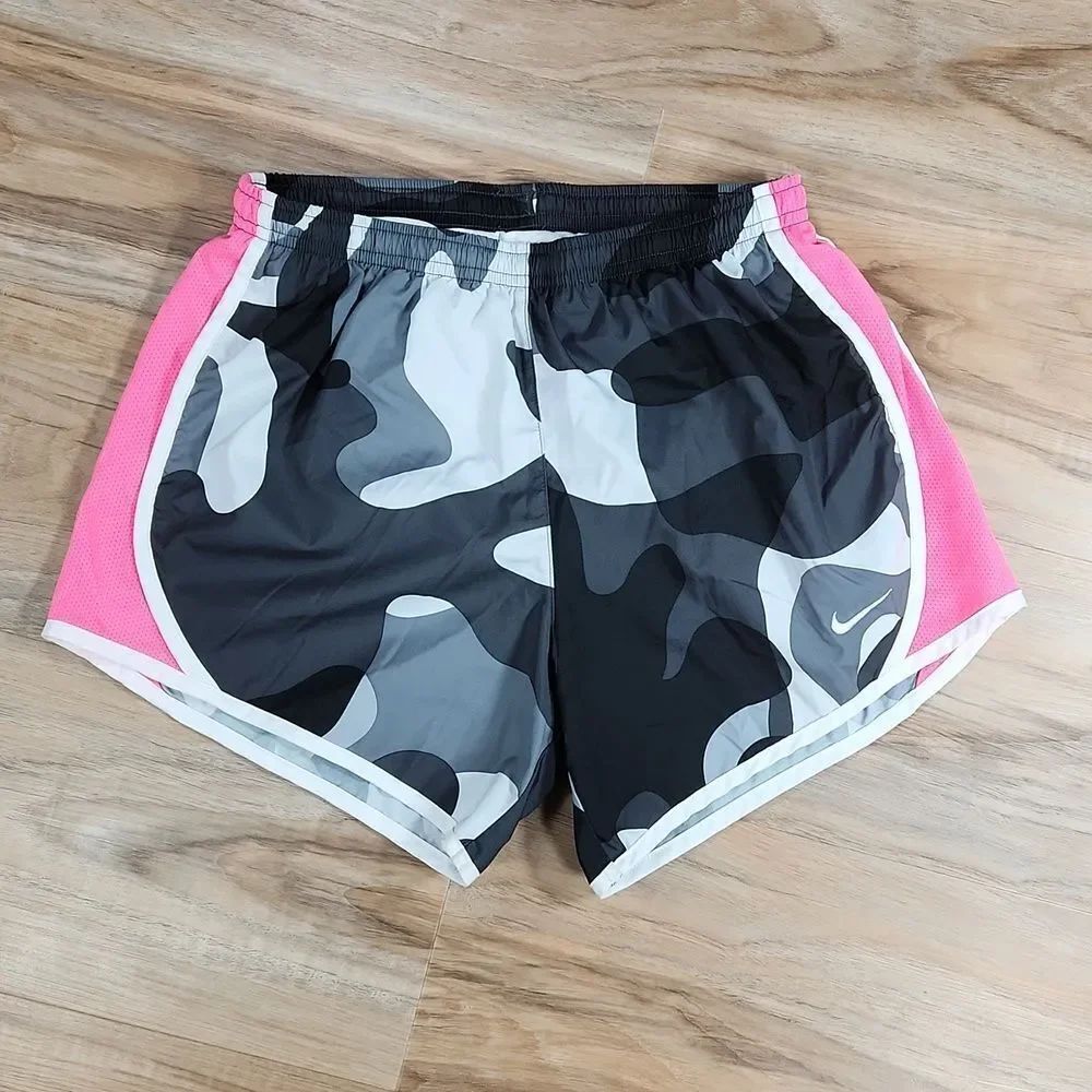🩵Nike Dri-Fit Neon Pink w/Black & Gray Camo Print Running Short Youth XLarge